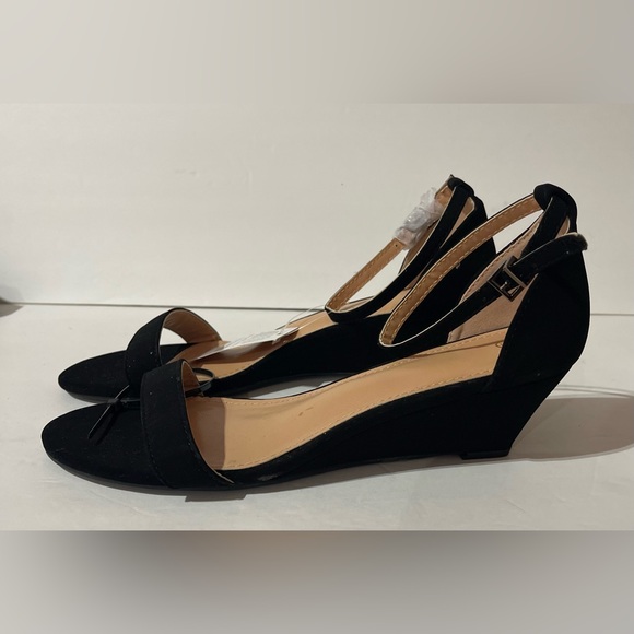 Wedge Sandals Low Heel Open Toe Ankle Strap Summer Dress Shoes Dark Color - Picture 5 of 9